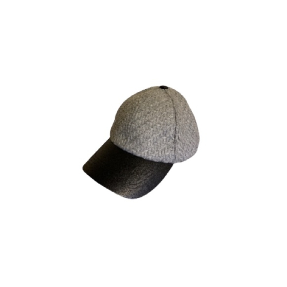 Echo Grey Knit and Black Faux Leather Ball Cap - Unisex O/S